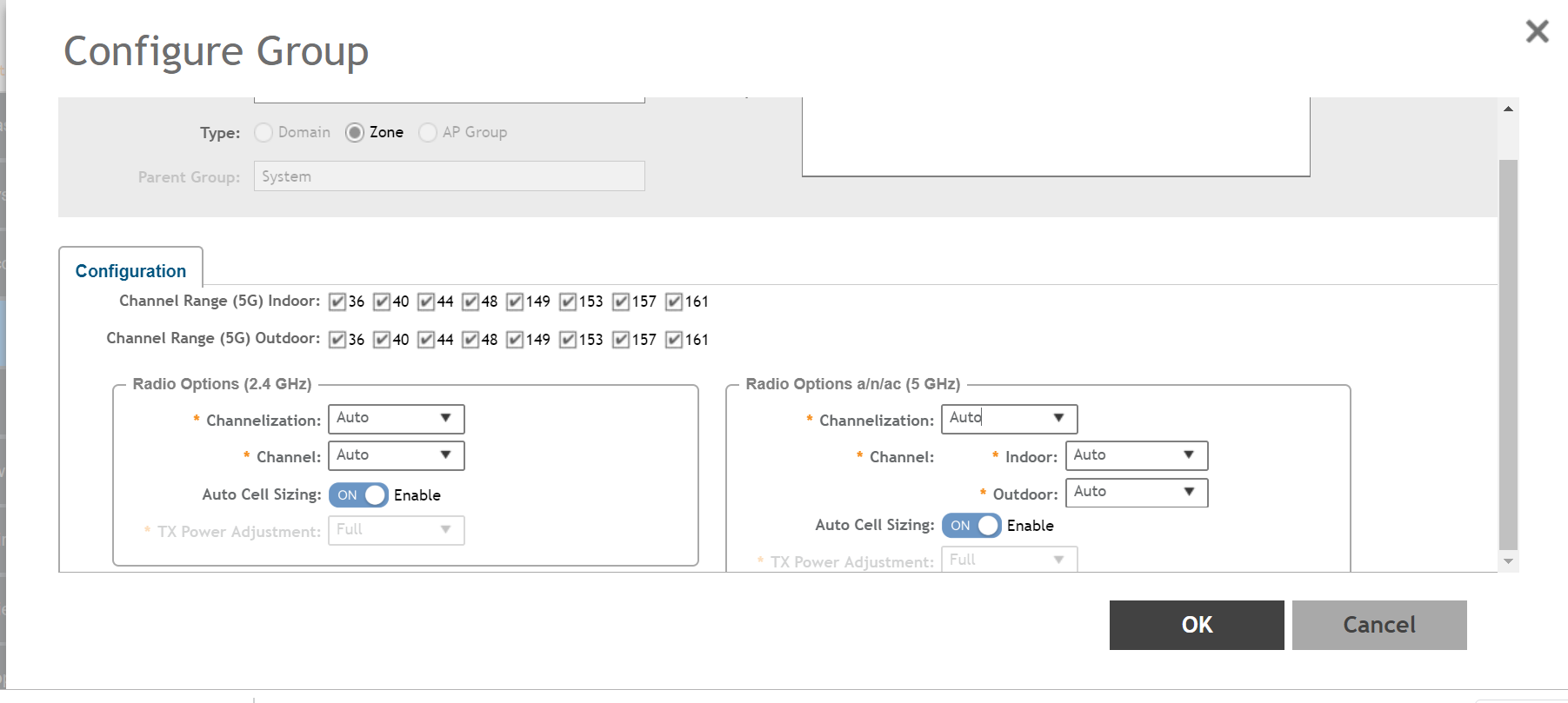 Auto cell sizing config